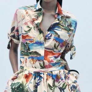ZARA  Tropical Print Blouse